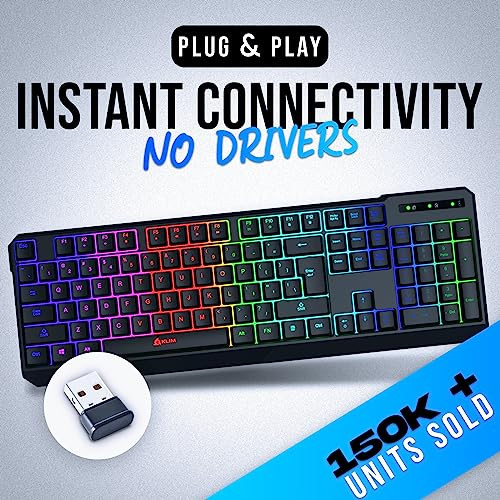 KLIM CHROMA WIRELESS KEYBOARD – GAMING RECHARGEABLE KEYBOARD DURABLE - BLACK