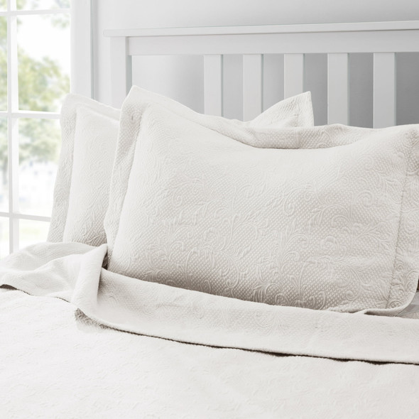 ROYAL BOROUGH 100% COTTON MATELASSE 3 PC COVERLET SET, FULL/QUEEN - IVORY