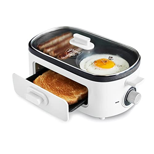 GreenLife 3-in-1 Breakfast Maker Station, Ceramic Nonstick Dual Griddles