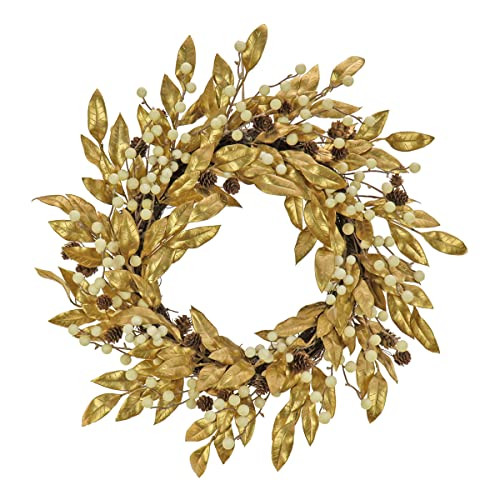 HGTV HOME COLLECTION UNLIT CHRISTMAS WREATH, GOLD - HGTDL87-X22690W-GOLD
