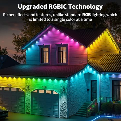 XINKAITE 150FT Permanent Outdoor Lights with 75 LEDs - Smart RGB+IC
