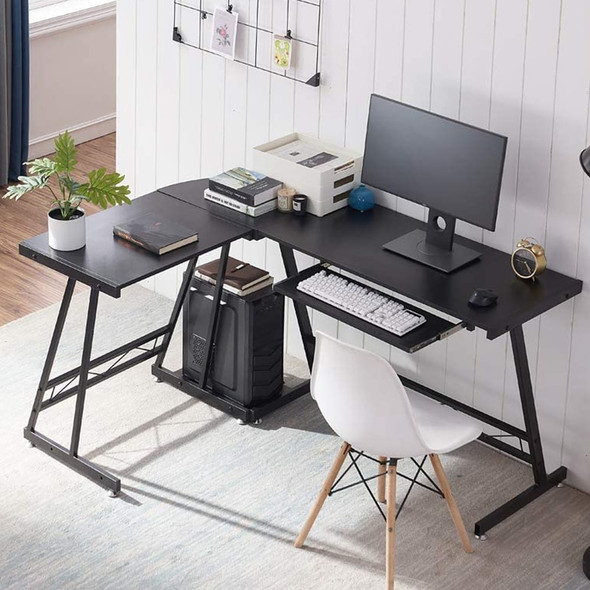 DREAMLIFY L-SHAPE COMPUTER DESK HOME OFFICE DESK - BLACK