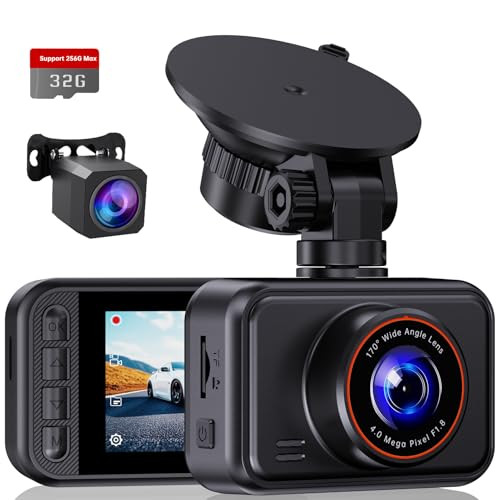 E-YEEGER DASH CAM FRONT AND REAR, 2.5K DUAL DASH CAMERA FOR CARS, 2560P - BLACK