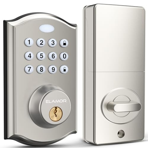 ELAMOR KEYLESS DOOR LOCK - ELECTRONIC WITH KEYPAD, SMART DEADBOLT - M19 - NICKEL