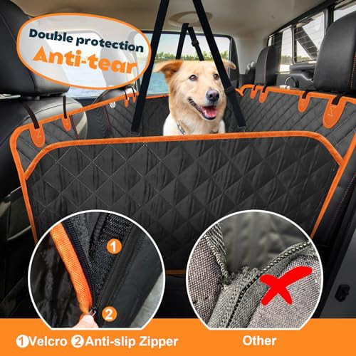 Back Seat Extender & Dog Car Seat Cover Detachable Hard Bottom Supports 300lb