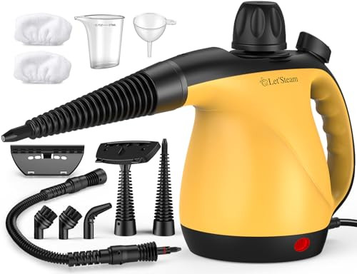 LET'STEAM MULTI-SURFACE PORTABLE STEAM CLEANER WITH 11PCS ACCESSORIES - YELLOW