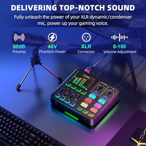 PUPGSIS GAMING AUDIO MIXER AUDIO INTERFACE PC/PODCAST/STREAMING T12 - BLACK