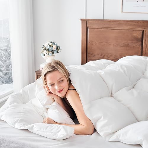 DOWN AERO DOWNAERO™ FEATHER DOWN COMFORTER QUEEN SIZE 100% COTTON WHITE