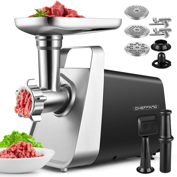CHEFFANO MEAT GRINDER ELECTRIC, 350W[2000W MAX] - BLACK/SILVER