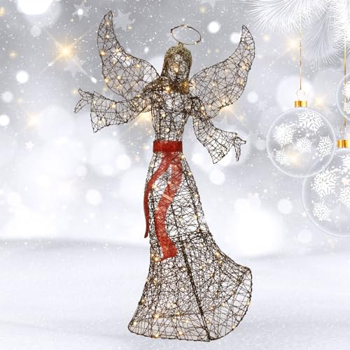 HOYECHI 5FT Outdoor Christmas Decoration Angel Decoration 120 LED - Brown