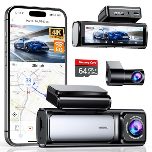 Affver 4K UHD Dash Camera 5G WIFI GPS Night Vision A4 - BLACK