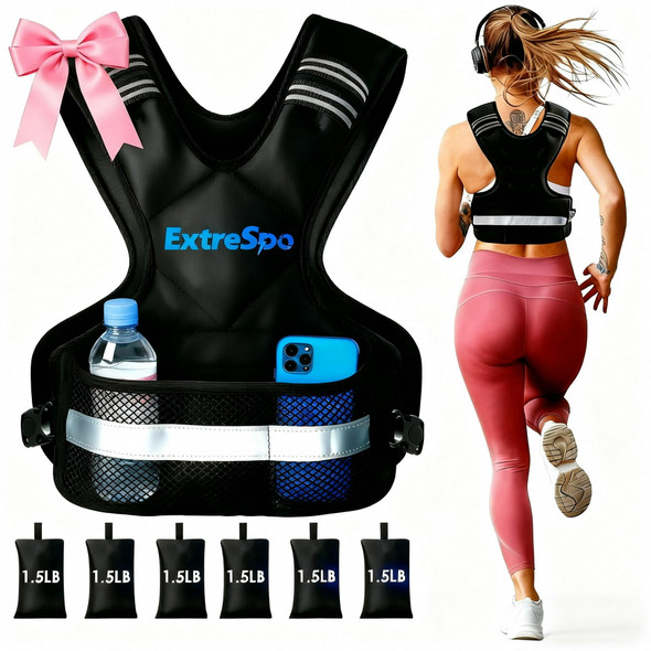 EXTRESPO WEIGHTED VEST, 11-20LB VEST WITH IRONSAND WEIGHTS - BLACK/GRAY/BLUE