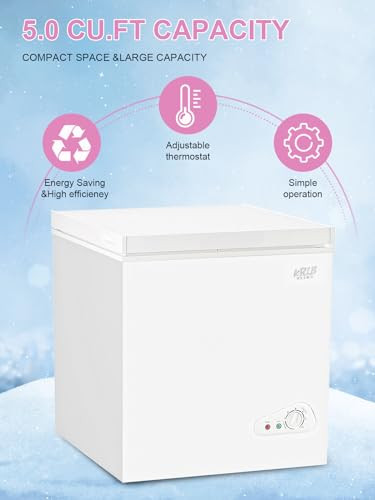 KRIB CHEST FREEZER 5.0 CU.FT ADJUSTABLE THERMOSTAT VERTICAL CHEST - WHITE