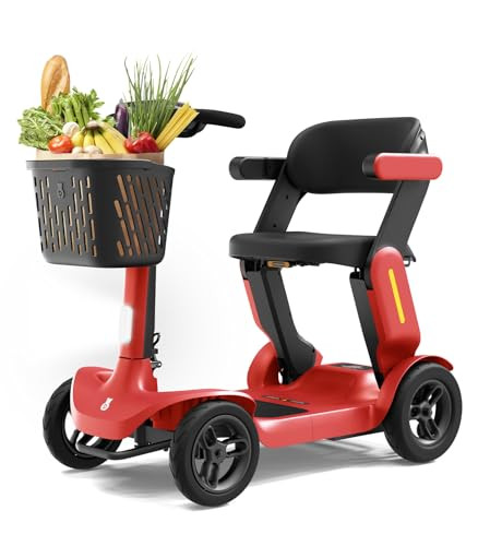 GLASHOW S3 MOBILITY SCOOTER SENIORS 25 MILES , 6 MPH MAX, 265LBS LOADING - RED