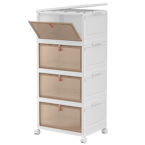 CTSNSLH 4 Tier Plastic Storage Bins and Boxes Organizer - 27Qt Stackable Lids