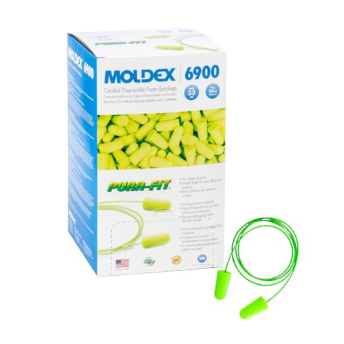 PURA MOLDEX FOAM EARPLUGS SOFT COMFORTABLE CORD NOISE REDUCTION 6900 - GREEN New