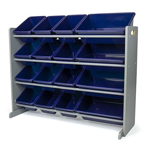 HUMBLE CREW SUPERSIZED TOY STORAGE ORGANIZER WITH 16 REMOVABLE BINS GREY/NAVY