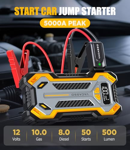 VACASSO CAR JUMP STARTER 5000A BATTERY JUMP STARTER LED LIGHT Z08 - BLACK/YELLOW