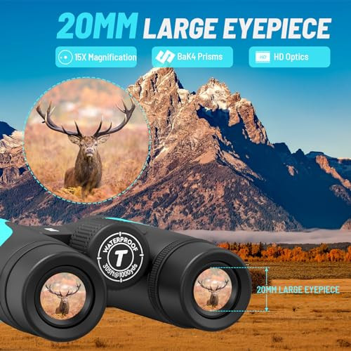 TINLLAANS 15X55 UHD BINOCULARS HIGH POWERED LARGE VIEW BAK4 PRISM - BLUE