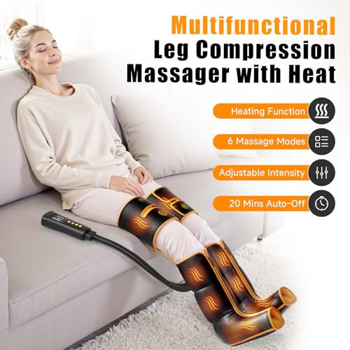 YESKUYAN LEG MASSAGER WITH HEAT AND COMPRESSION, FE-7204B - BLACK