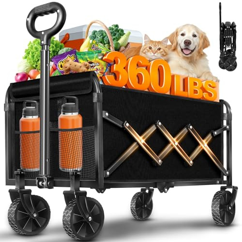 JINIHFW Carts Foldable, Collapsible Folding Wagon, Portable Folding Wagon