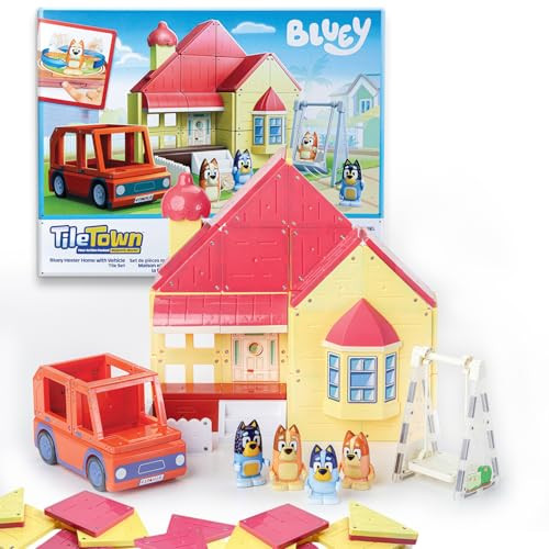 TILE TOWN BLUEY, HEELER FAMILY HOME, P52 PIECE, MAGNETIC TILE PLAYSET - MULTI