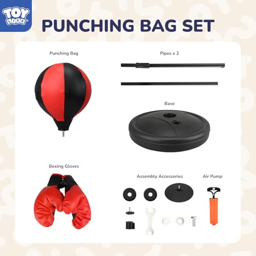 TOY LIFE PUNCHING BAG KIDS BOXING BAG GLOVES KIDS BOXING PUNCHING SET - BLACK