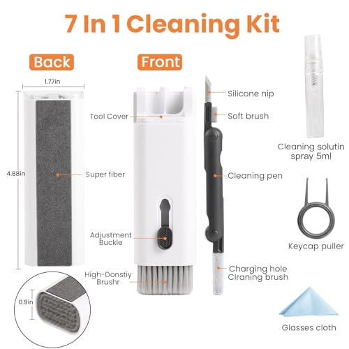 VUBOJO 7 IN 1 ELECTRONIC CLEANER KIT, KEY PULLER AND SPRAY BOTTLE - GRAY