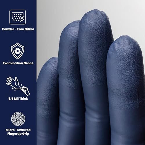 ADENNA GL-NCF235BKFS KODA POWDER-FREE NITRILE EXAM GLOVES SKIN SENSITIVE SMALL New