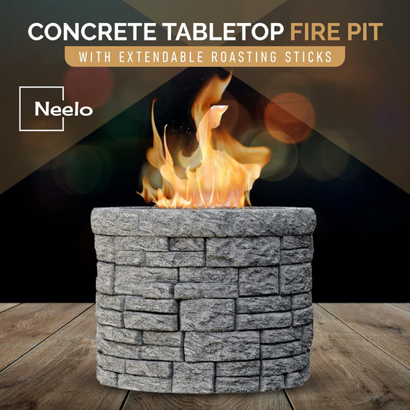 NEELO CONCRETE TABLETOP S’MORES MAKER – PORTABLE SMOKELESS FIRE PIT KIT