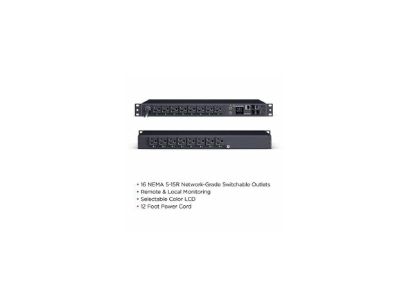 CyberPower PDU41021 Single Phase 100 - 120 VAC 15A Switched PDU - 16 Outlets -