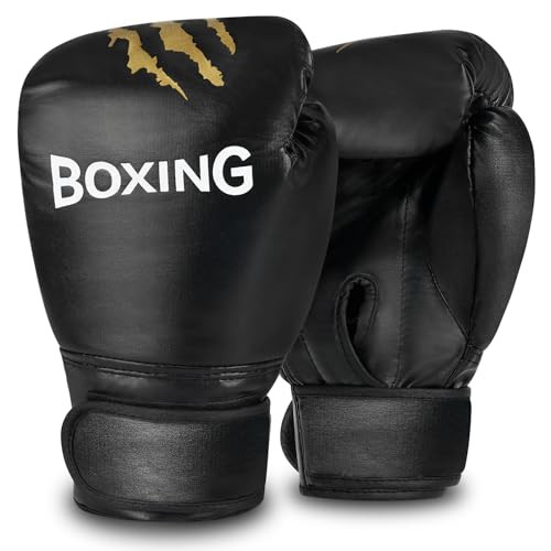 TGLLM BOXING GLOVES MEN & WOMEN - BOXING TRAINING GLOVES ONLY LARGE - BLACK