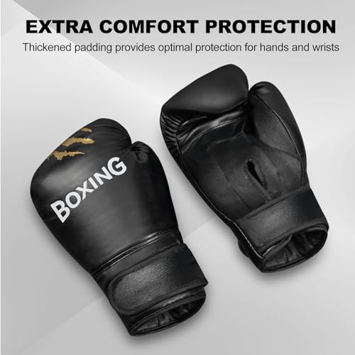 TGLLM BOXING GLOVES MEN & WOMEN - BOXING TRAINING GLOVES ONLY LARGE - BLACK