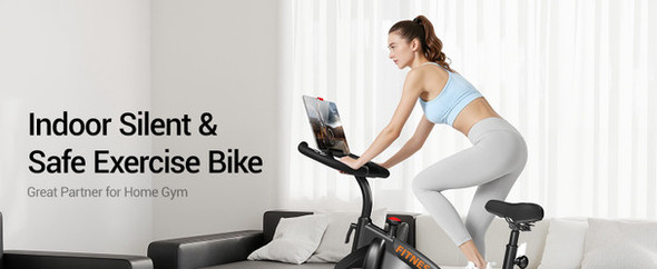 CURSOR FITNESS Recumbent Exercise Bike, Quiet Stationary Bike - Black/Orange