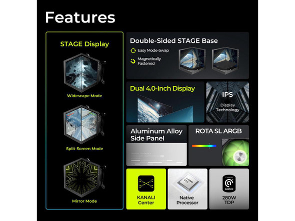 TRYX Stage 360 ARGB 360mm AIO Dual 4.0'' Screen 720x720 Resolution AIO Cooler