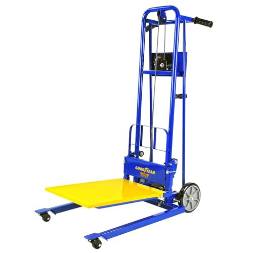 Goodyear Material Lift Winch Stacker Pallet Truck Dolly 330 Lbs 40" Max Lift