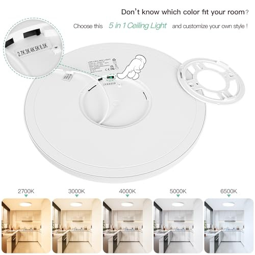 Brightever 12 Inch LED Flush Mount Ceiling Light, 2-Pack White