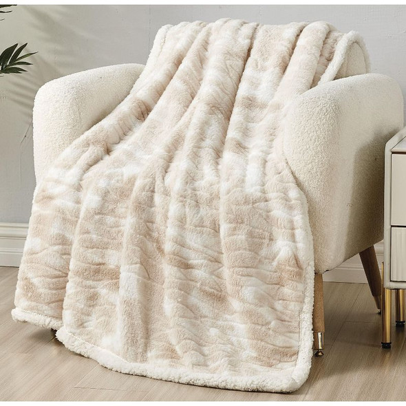 NOBLE HOUSE ALASKA FIELDS ULTRA WARM AND COZY 50" X 60" THROW - BEIGE