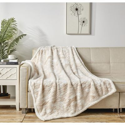 NOBLE HOUSE ALASKA FIELDS ULTRA WARM AND COZY 50" X 60" THROW - BEIGE