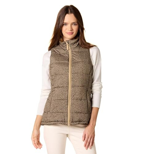 Amazon Essentials Women's Mid-Weight Puffer Vest Olive Cheetah M New