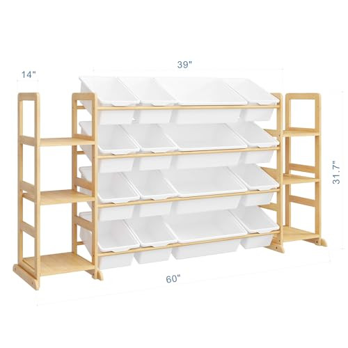 ETITLLY TOY STORAGE ORGANIZER WITH KIDS BOOKSHELF SNJ-T2 - WHITE