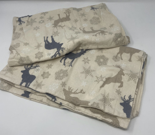KATHY IRELAND 100% TURKISH COTTON FLANNEL DEER SHEET SET, SIZE : QUEEN - BEIGE