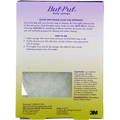 4227484 BUF-PUF BODY SPONGE 1 UNIT - WHITE AND BLUE New