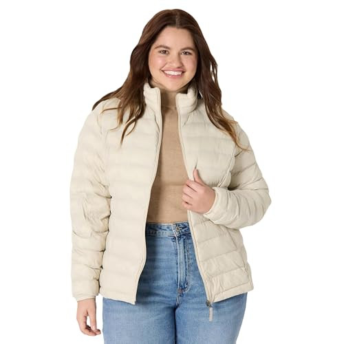 AMAZON ESSENTIALS WOMANS LIGHTWEIGHT PUFFER JACKET - SIZE M - PUMICE New