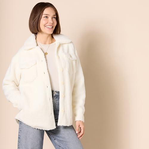 GTW50059FW22 AMAZON ESSENTIALS WOMEN'S OVERSIZED TEDDY SHERPA JACKET SIZE LARGE New