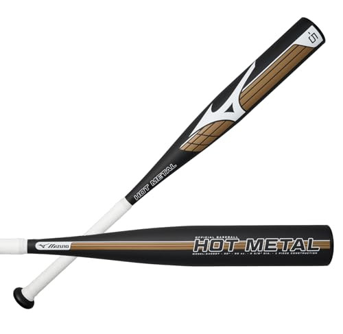 Mizuno Boys HOT Metal - Big Barrel Youth USA Baseball Bat (-5) 31" - BLACK-GOLD New