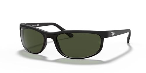RAY-BAN MENS RB2027 PREDATOR 2 RECTANGULAR SUNGLASSES MATTE BLACK G-15 GREEN