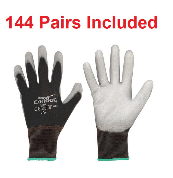 56JK Condor Coated Work Gloves, Knit, Nylon, 144 Pairs New