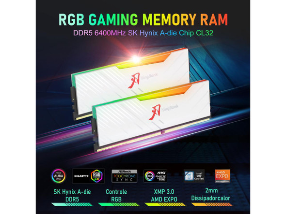 Kingbank RGB 64GB (2 x 32GB) 288-Pin PC RAM DDR5 6400 (PC5 51200) Desktop Memory