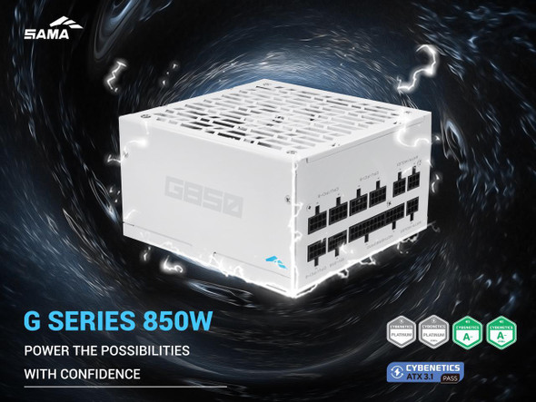 SAMA G850W ATX 3.1 Power Supply, 80+ Gold Efficiency, PCIE 5.1 Ready, Full